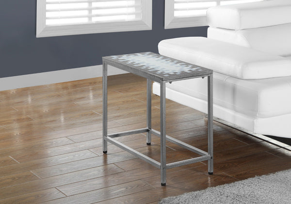 HomeRoots 22" Modern Industrial Gray and White Tile End Table - Compact, Stylish Accent for Small Spaces 489724
