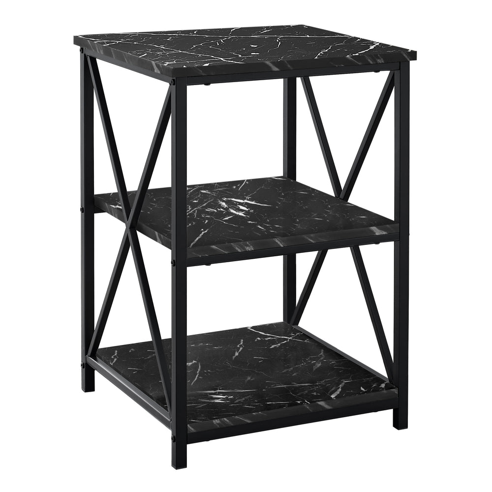 Homeroots 26" Black Square End Table With Two Shelves   489726