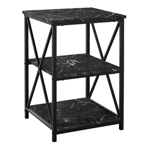 Homeroots 26" Black Square End Table With Two Shelves   489726