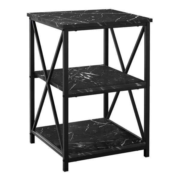 Homeroots 26" Black Square End Table With Two Shelves   489726