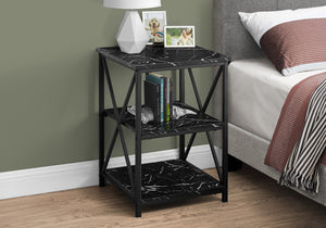 Homeroots 26" Black Square End Table With Two Shelves   489726