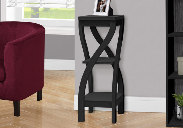 Homeroots 32" Black Wood Square End Table With Two Shelves   489728