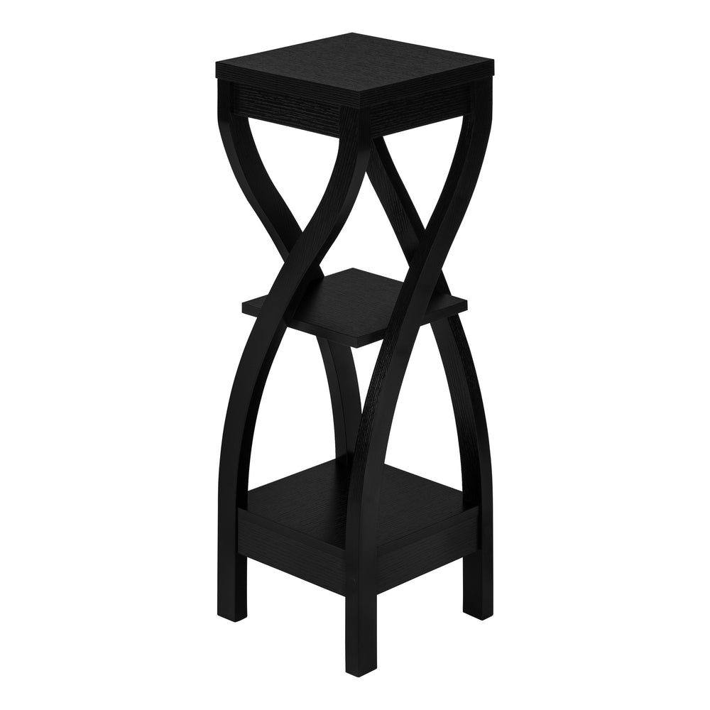 Homeroots 32" Black Wood Square End Table With Two Shelves   489728