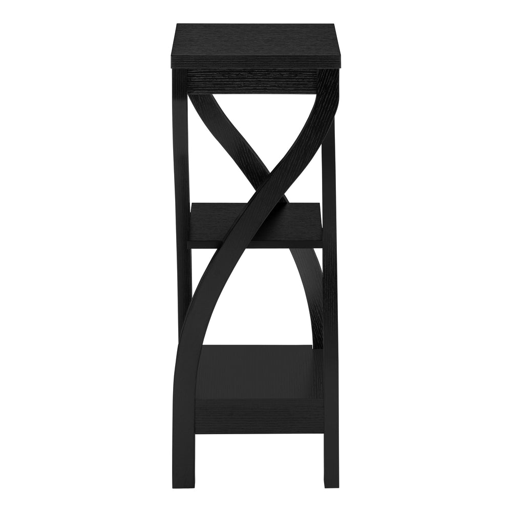 Homeroots 32" Black Wood Square End Table With Two Shelves   489728