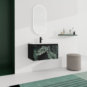 English Elm 30'' Floating Wall-Mounted Bathroom Vanity With Ceramic Sink & Soft-Close Doors For Modern Spaces P1 W999S00215-GIGA