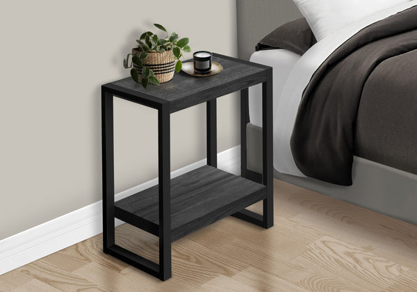 HomeRoots 24" Black End Table with Stylish Shelf - Modern Minimalist Design for Versatile Home Décor Use 489730