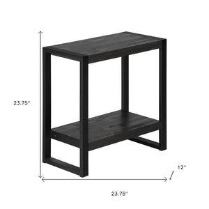 Homeroots 24" Black End Table With Shelf   489730