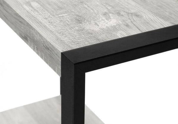 HomeRoots 24" Modern Black and Gray Two-Tier End Table with Shelf - Stylish, Durable, and Versatile Accent Piece 489731