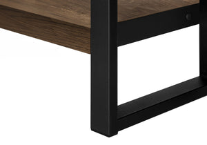 HomeRoots 24" Modern Black Metal and Brown Wood End Table with 2-Tier Shelf - Versatile Accent Table Design 489733