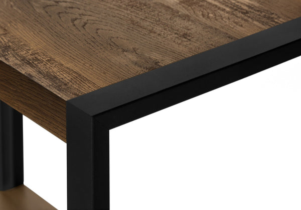 HomeRoots 24" Modern Black Metal and Brown Wood End Table with 2-Tier Shelf - Versatile Accent Table Design 489733