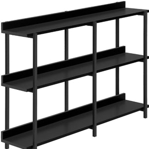 47 Inch Wood and Metal Console Table with Three Open Shelves for Entryway or Hallway