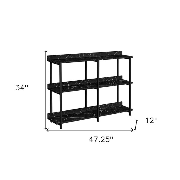 Homeroots 34" Black End Table With Three Shelves   489736