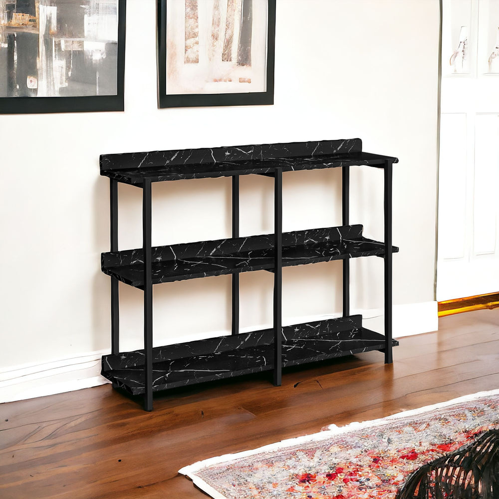 Homeroots 34" Black End Table With Three Shelves   489736