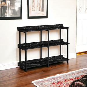Homeroots 34" Black End Table With Three Shelves   489736