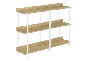 47 Inch Wood and Metal Console Table with Three Open Shelves for Entryway or Hallway