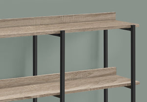 47 Inch Wood and Metal Console Table with Three Open Shelves for Entryway or Hallway