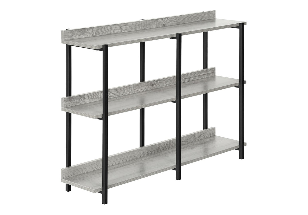 HomeRoots 34" Sleek Black and Gray End Table with Three Open Shelves for Modern Home Storage & Decor 489740