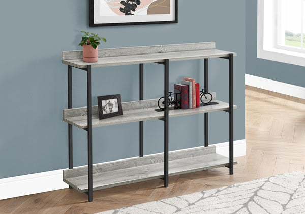 HomeRoots 34" Sleek Black and Gray End Table with Three Open Shelves for Modern Home Storage & Decor 489740