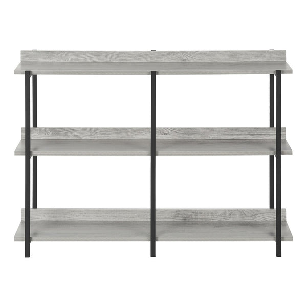 HomeRoots 34" Sleek Black and Gray End Table with Three Open Shelves for Modern Home Storage & Decor 489740