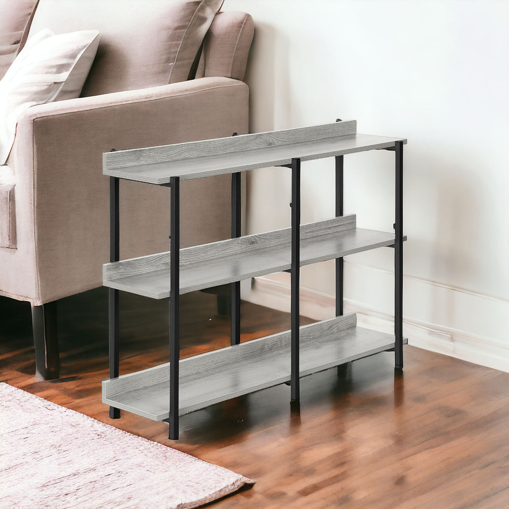 Homeroots 34" Black And Gray End Table With Three Shelves   489740