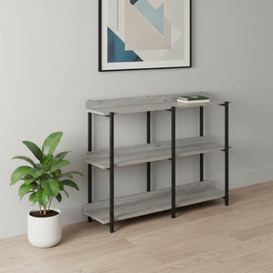 HomeRoots 34" Sleek Black and Gray End Table with Three Open Shelves for Modern Home Storage & Decor 489740