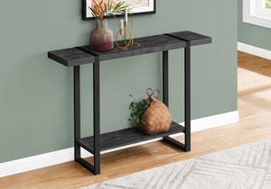 HomeRoots 47" Distressed Black Wood and Metal Sled Console Table - Two-Tier Storage for Modern Farmhouse Decor 489742