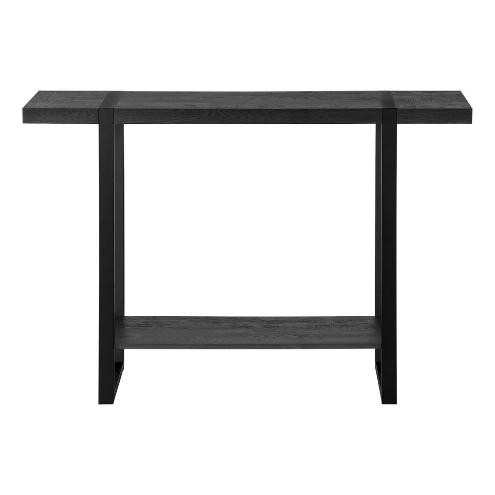 HomeRoots 47" Distressed Black Wood and Metal Sled Console Table - Two-Tier Storage for Modern Farmhouse Decor 489742