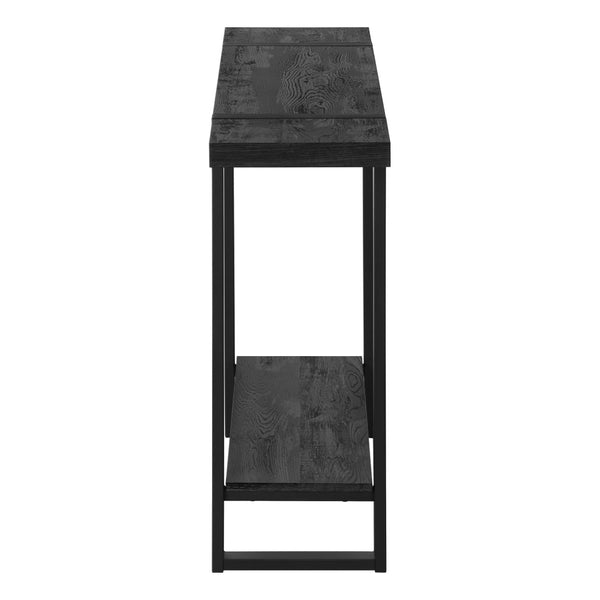 HomeRoots 47" Distressed Black Wood and Metal Sled Console Table - Two-Tier Storage for Modern Farmhouse Decor 489742