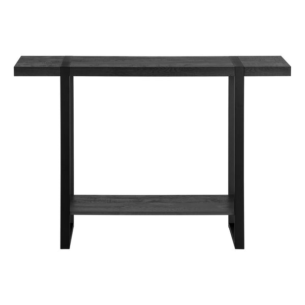 HomeRoots 47" Distressed Black Wood and Metal Sled Console Table - Two-Tier Storage for Modern Farmhouse Decor 489742