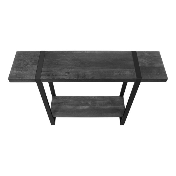 HomeRoots 47" Distressed Black Wood and Metal Sled Console Table - Two-Tier Storage for Modern Farmhouse Decor 489742