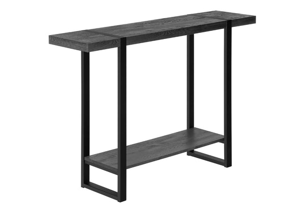 HomeRoots 47" Distressed Black Wood and Metal Sled Console Table - Two-Tier Storage for Modern Farmhouse Decor 489742