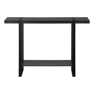 Homeroots 47" Black Wood And Metal Distressed Sled Console Table With Shelf - Stylish, Durable & Versatile Decor   489742