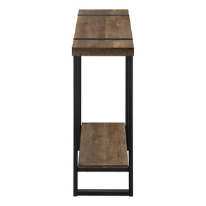 HomeRoots 47" Rustic Brown and Black Distressed Sled Console Table with Storage Shelf for Modern Spaces 489744