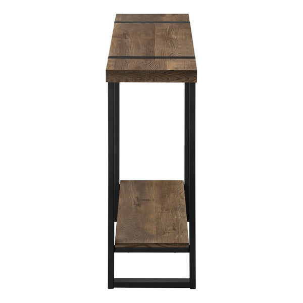 HomeRoots 47" Rustic Brown and Black Distressed Sled Console Table with Storage Shelf for Modern Spaces 489744
