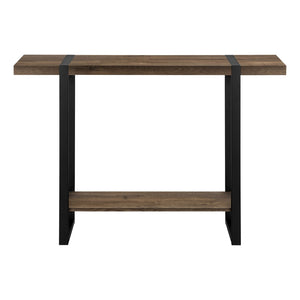 HomeRoots 47" Rustic Brown and Black Distressed Sled Console Table with Storage Shelf for Modern Spaces 489744