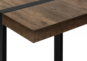 HomeRoots 47" Rustic Brown and Black Distressed Sled Console Table with Storage Shelf for Modern Spaces 489744