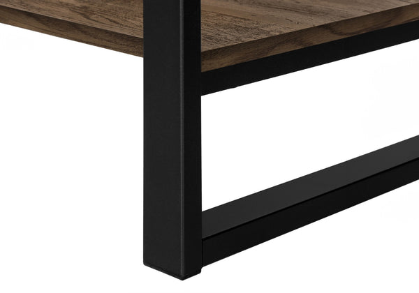 HomeRoots 47" Rustic Brown and Black Distressed Sled Console Table with Storage Shelf for Modern Spaces 489744