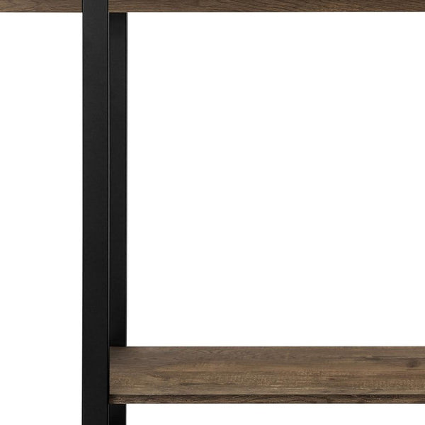 HomeRoots 47" Rustic Brown and Black Distressed Sled Console Table with Storage Shelf for Modern Spaces 489744