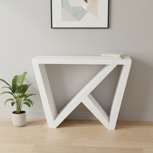 HomeRoots 32" Modern White Wood Abstract End Table - Versatile Design for Stylish Living Spaces & Storage 489748