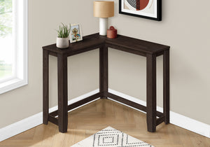 Homeroots 36" Espresso Solid Wood Distressed Corner Console Table - Stylish, Space-saving Elegance For Any Room   489756