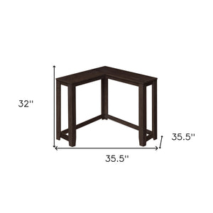 Homeroots 36" Espresso Solid Wood Distressed Corner Console Table - Stylish, Space-saving Elegance For Any Room   489756