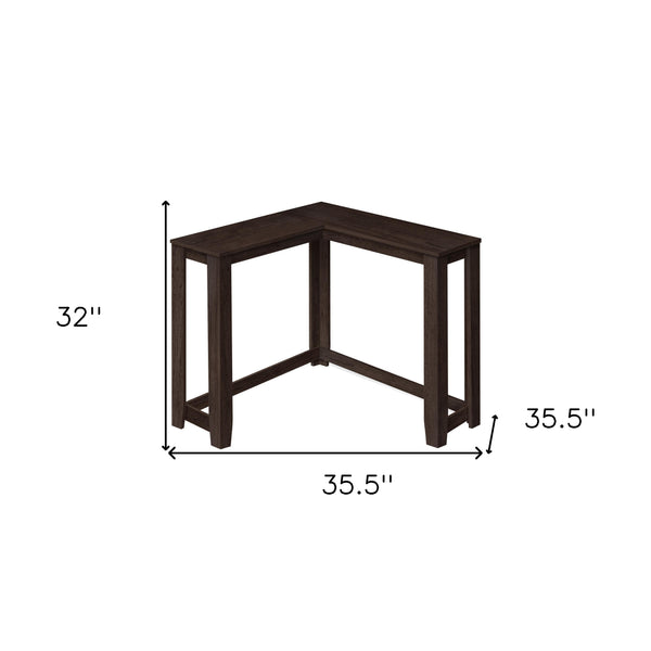 Homeroots 36" Espresso Solid Wood Distressed Corner Console Table - Stylish, Space-saving Elegance For Any Room   489756