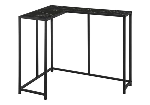 HomeRoots 32 Inch Faux Marble Top Iron Base End Table Modern Living Room Accent Furniture 489760