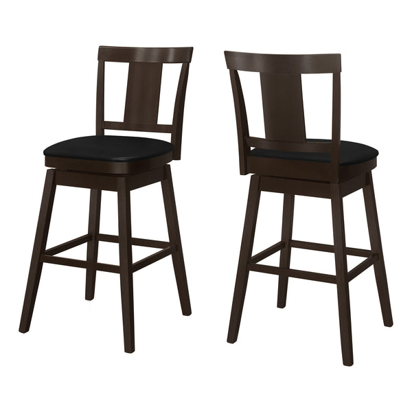 Homeroots Set Of Two 28" Espresso Solid Wood Counter Height Bar Chairs   489767