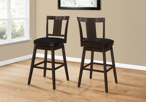 Homeroots Set Of Two 28" Espresso Solid Wood Counter Height Bar Chairs   489767