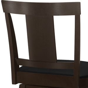 Homeroots Set Of Two 28" Espresso Solid Wood Counter Height Bar Chairs   489767