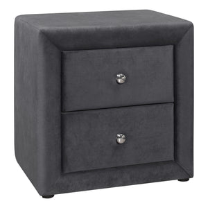 Homeroots 21" Dark Gray Velvet Two Drawer Nightstand   489768