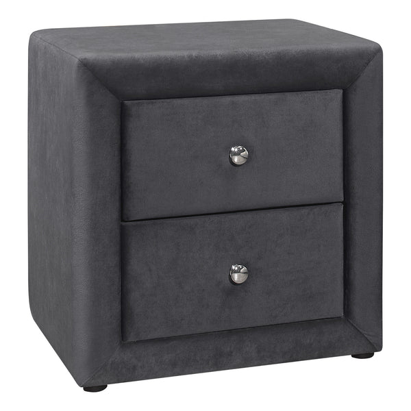 Homeroots 21" Dark Gray Velvet Two Drawer Nightstand   489768