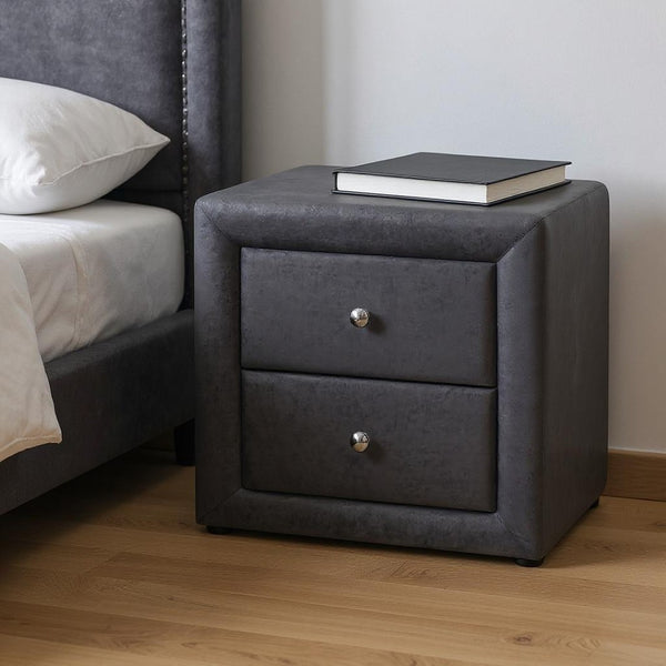 HomeRoots 21" Dark Gray Two Drawer Nightstand - Stylish Storage Solution for Bedroom, Living Room & More! 489768