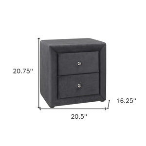 Homeroots 21" Dark Gray Velvet Two Drawer Nightstand   489768